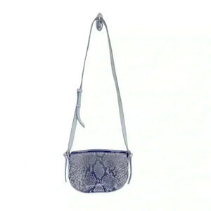 Banana Republic Snake-Effect Italian Leather Structured Half-Moon Crossbody